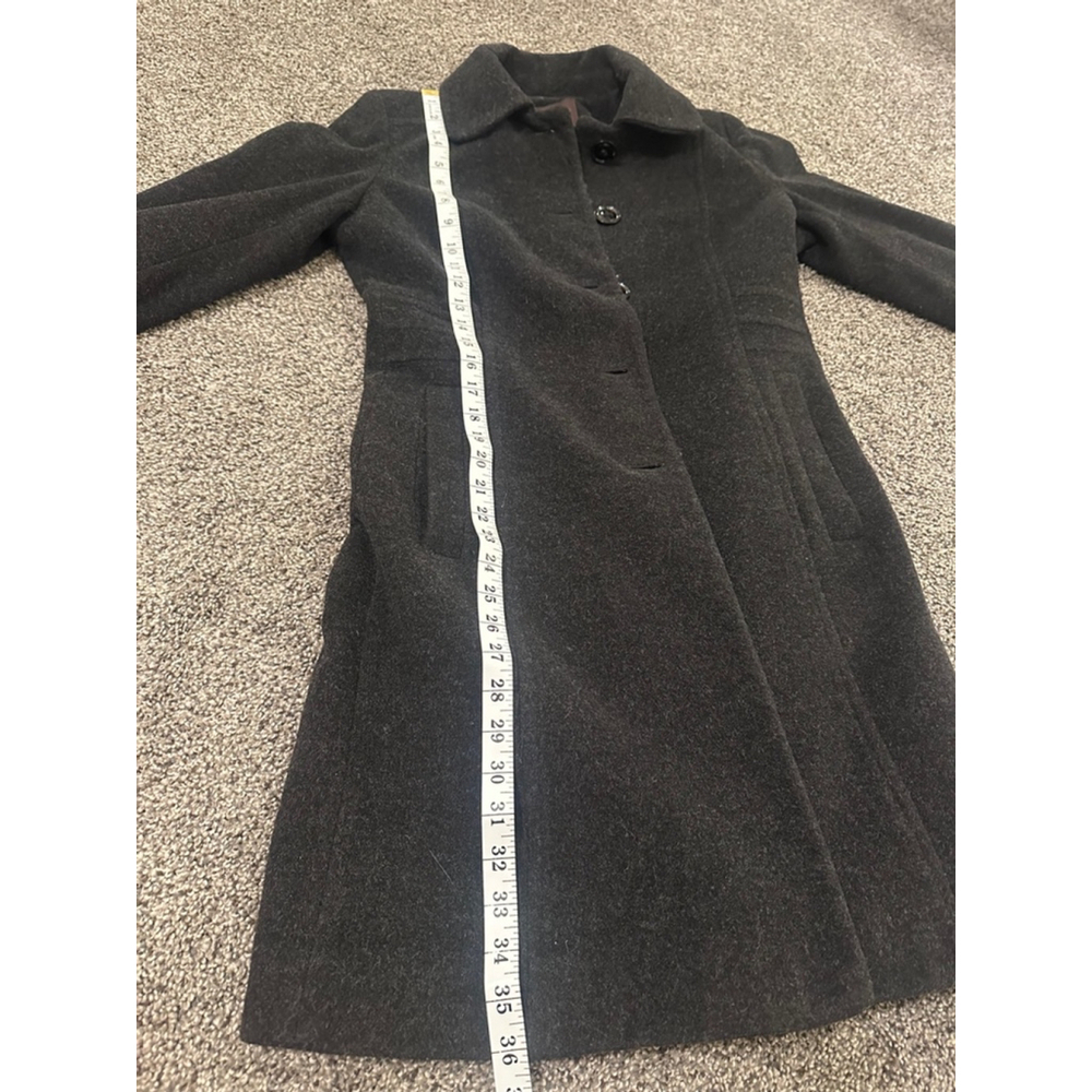 Anne Klein Gray Black Wool Blend Pea Coat Trench Petite 8 - Picture 2 of 13